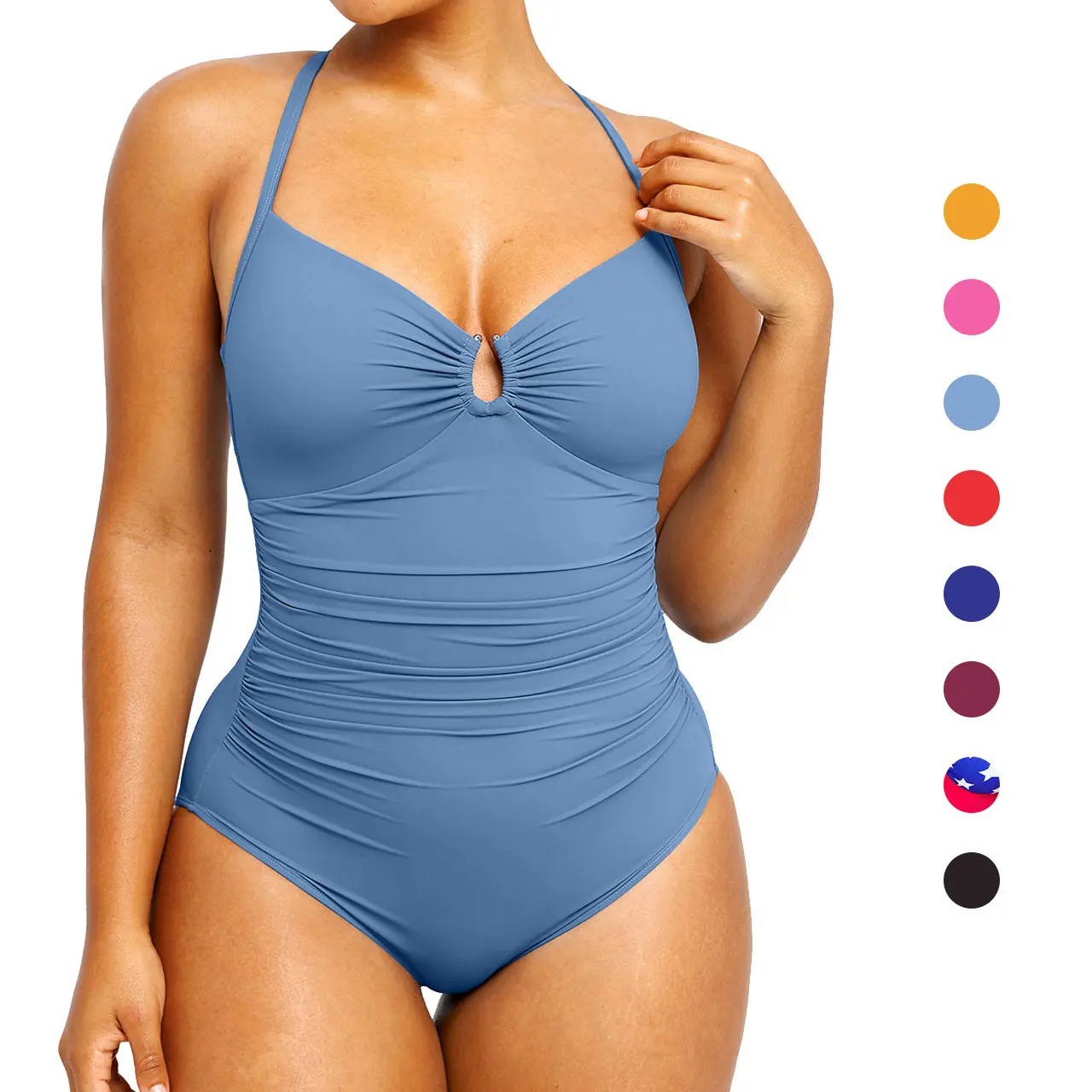 Women's Smart Sculpt Shaping Swimsuit - U-Ring Cut Out Slimming One Piece Tummy Tucking